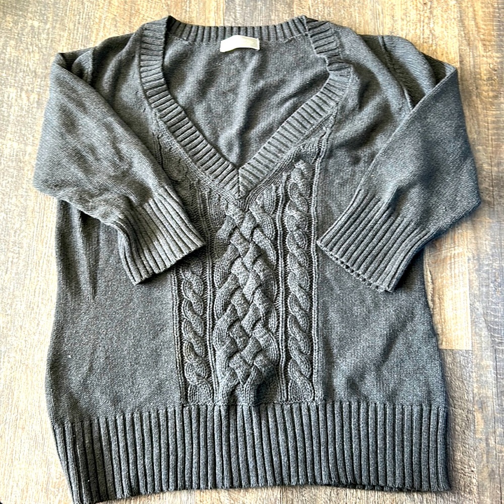 Vintage Old Navy Sweater Size XL Gray 3/4 Sleeves